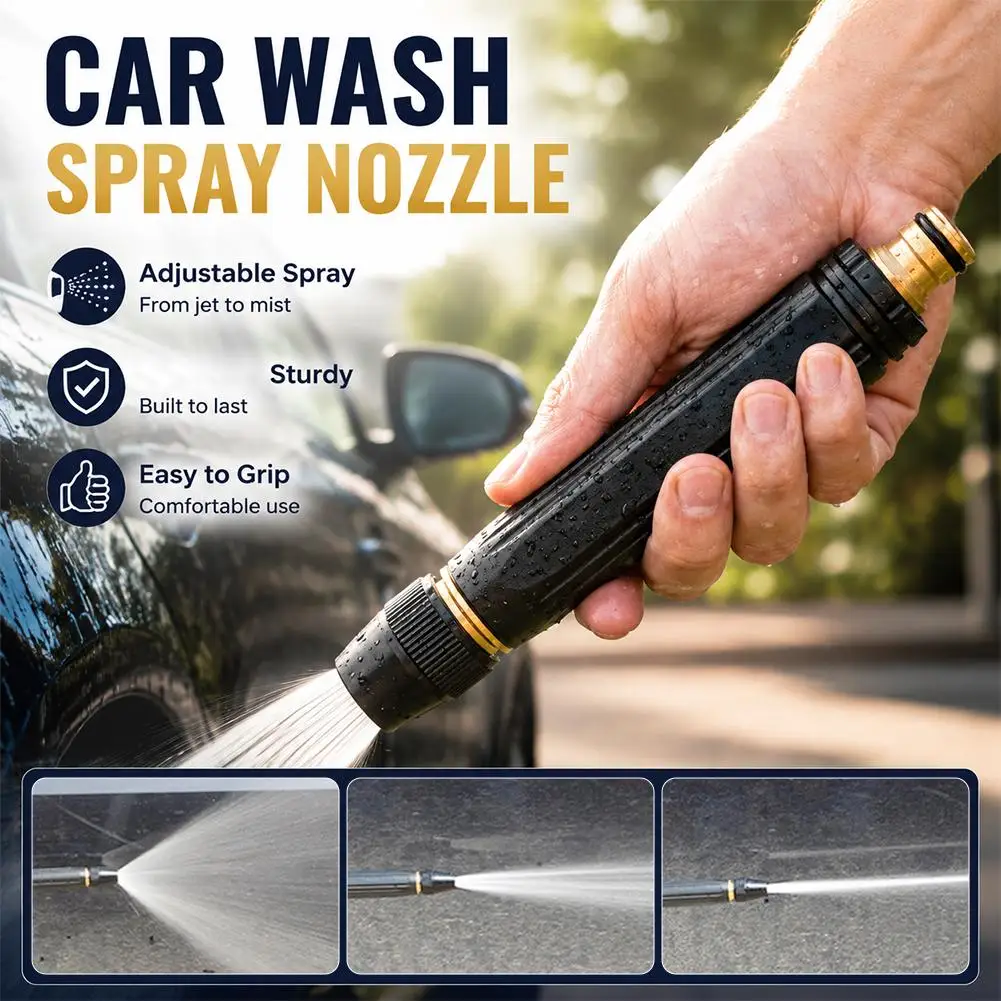 Pistolet de lavage haute pression pour voiture et usage domestique, avec buse de lavage noire, jet d'eau diamanté et tuyau d'arrosage, vente en gros