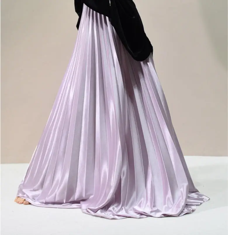Women Summer Pleated A-Line Long Skirts Elegant High Quality Long Skirts Top Fashion Brand Maxi Skirts Faldas Femme Streetwear