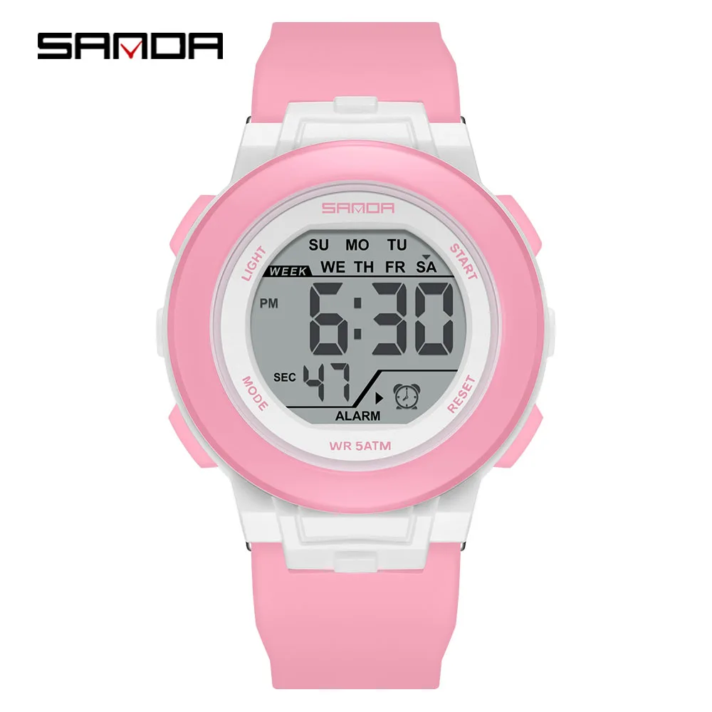 SANDA SD6383 multifunctional color light watch for high school students' sports, men's and women's electronic watches
