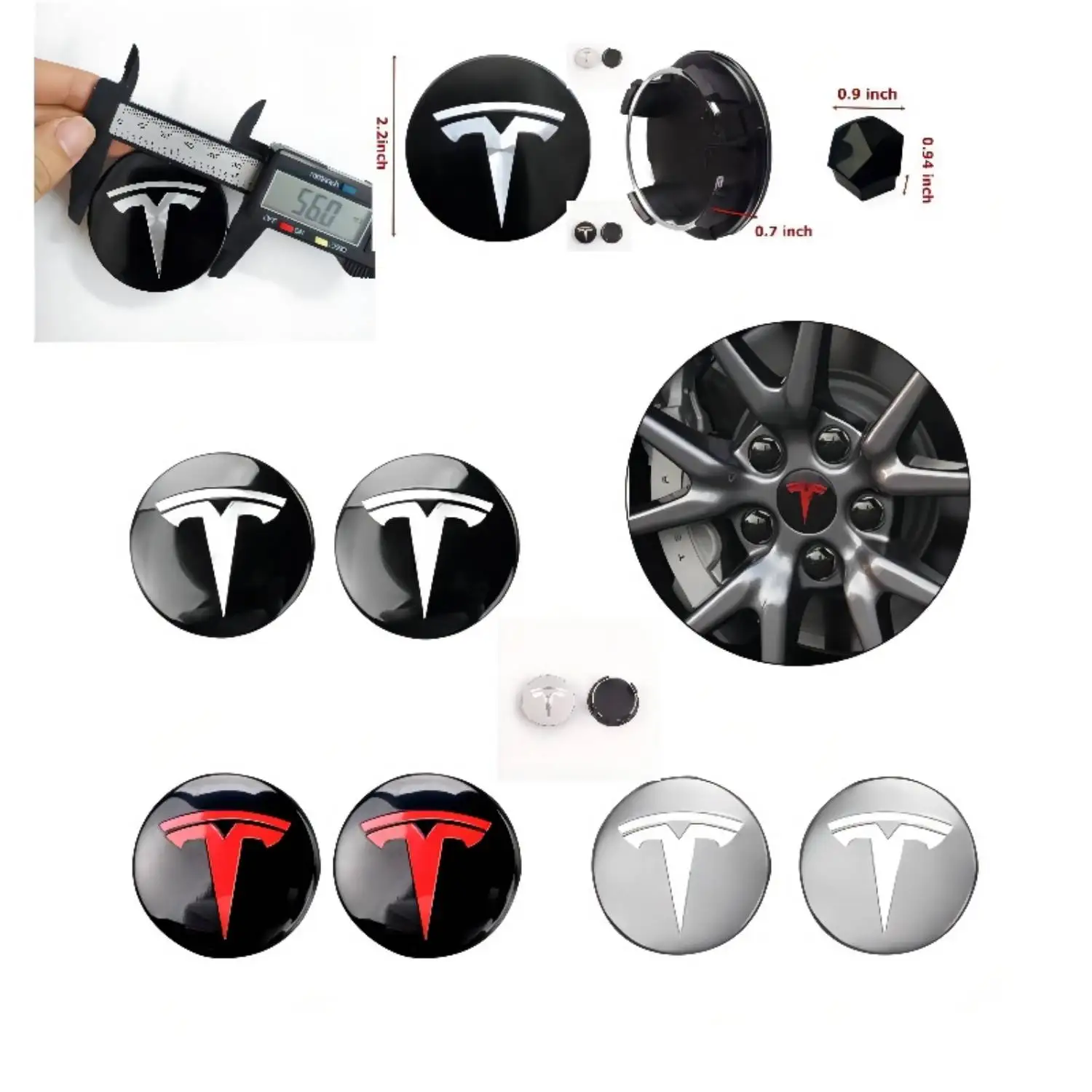 56MM 4PCS 25PCS 29PCS Wheel Center Hub Caps for Tesla Model 3 Y  S/X Center Cap Set & Wheel Lug Nut Cover Kit Tesla Decorations