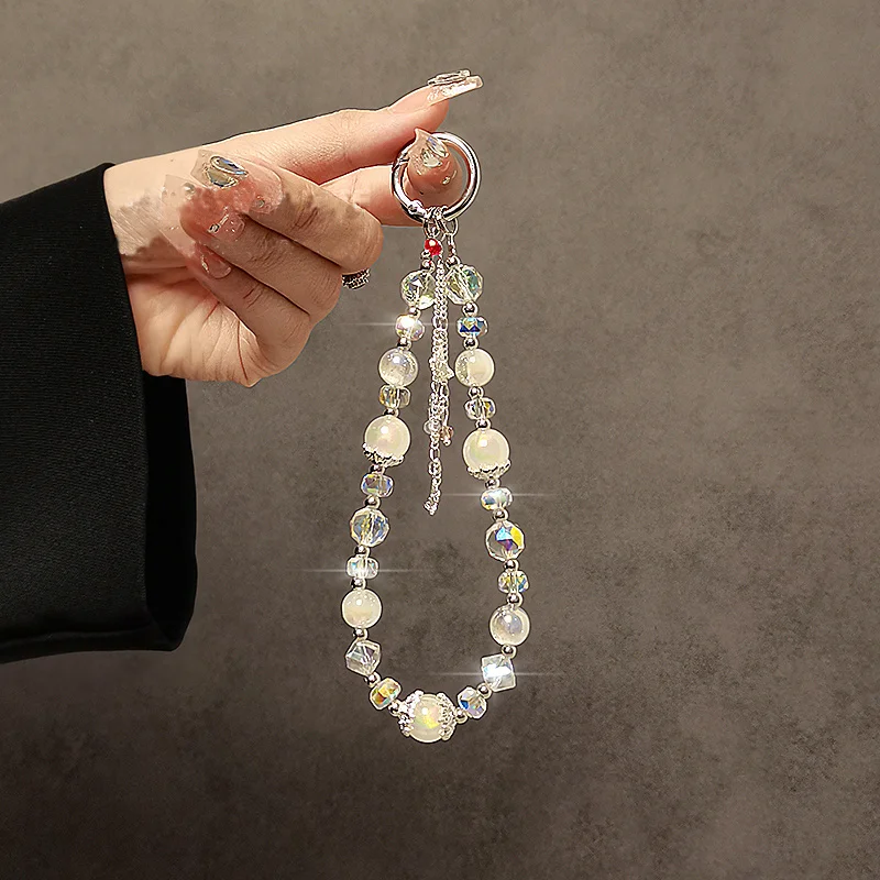 الفاخرة الراقية عقد بحلية متدلية على شكل فراشة كريستال الخرزة اليد سلسلة المعصم قصيرة معلقة حبل مع كليب جراب هاتف مفتاح سلسلة حقيبة قلادة #4