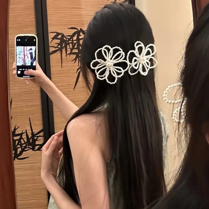 Exquisite Pearl  Bead Flower Hairpin Female Holiday Style Hair Accessories