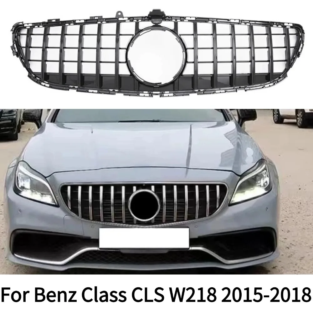 

Для Mercedes Benz Class CLS W218 2015-2018 GTR стиль черный/серебристый впускной средняя сетка передняя решетка решетка бампера тюнинговая накладка