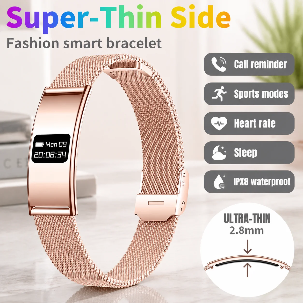 LIGE Smart Bracelet for Men Women Heart Rate Monitor Multi-Sports Modes IPX8 Waterproof Call Reminder Multifunction Smartwatch