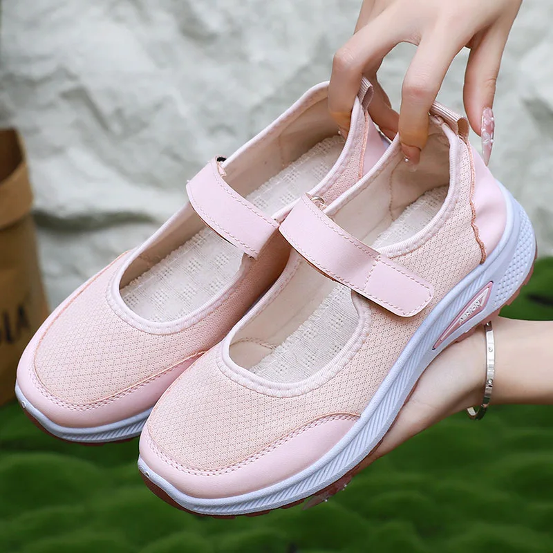 2026 spring/summer new collection women's mesh comfort shoes for seniors - soft sole velcro closure