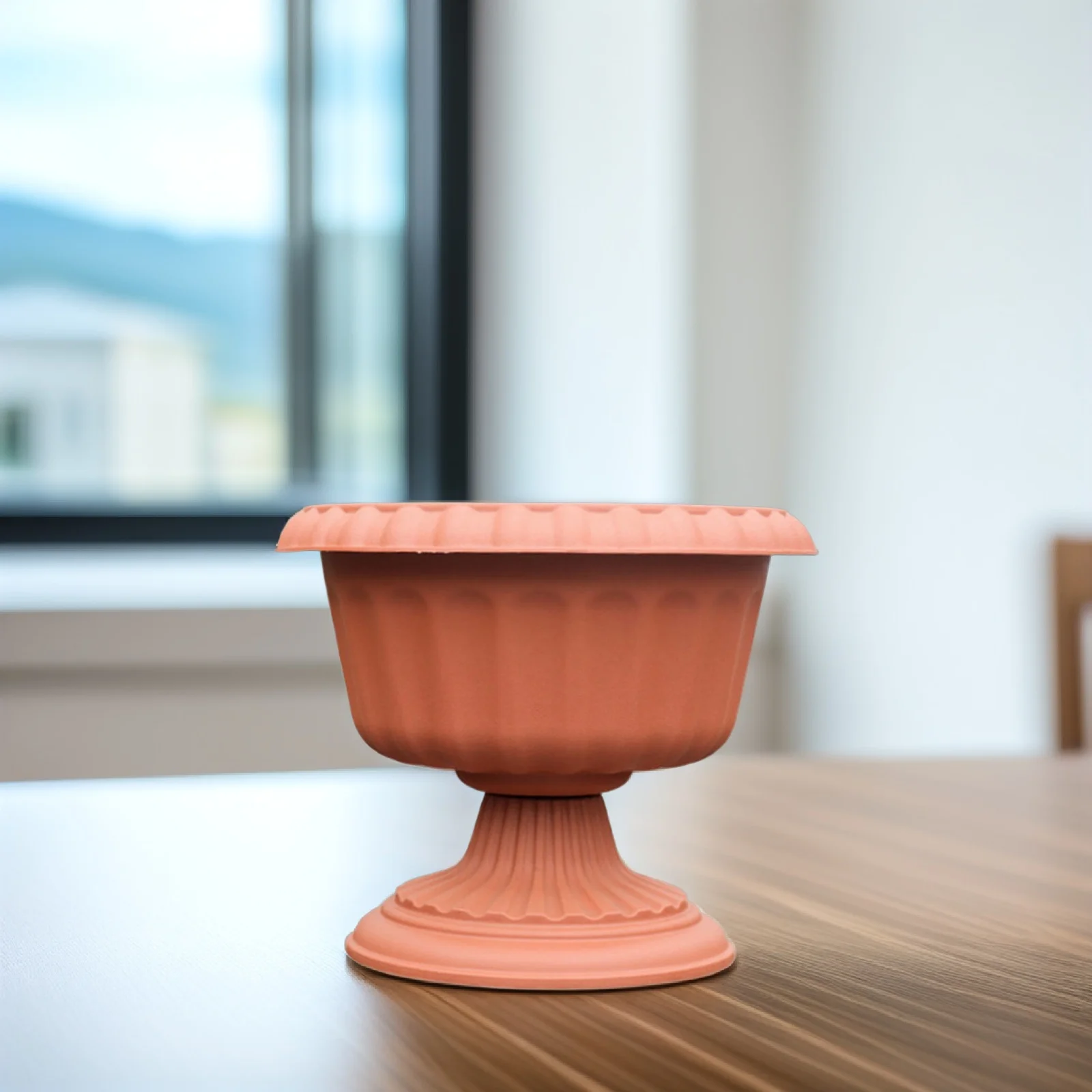 

Retro Roman Column Flower Pot Brick Red Large Size Outdoor Plastic Planter for Plants Decorative Wedding Vase Vintage Garden