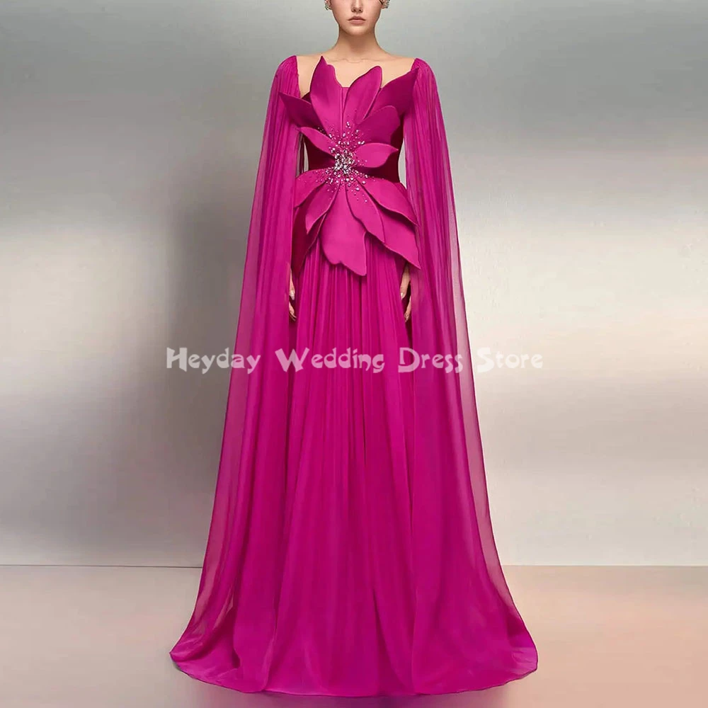 

Heyday 3D цветы женские роскошные вечерние платья с открытыми плечами и бисером с длинными рукавами, элегантные платья длиной до пола, 2025