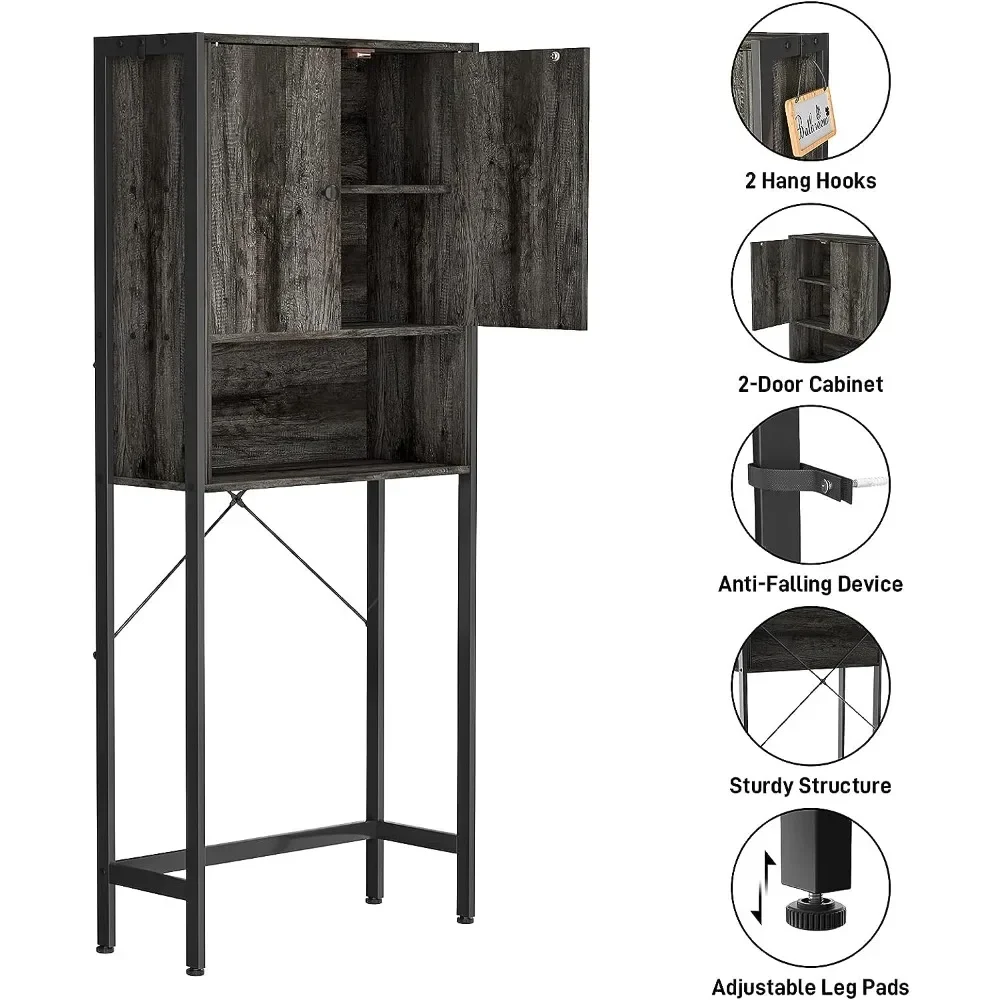 Ecoprsio Over-The-Toilet Storage Cabinet Rack, Bathroom Organizer Shelf Over Toilet,  Gray Brown