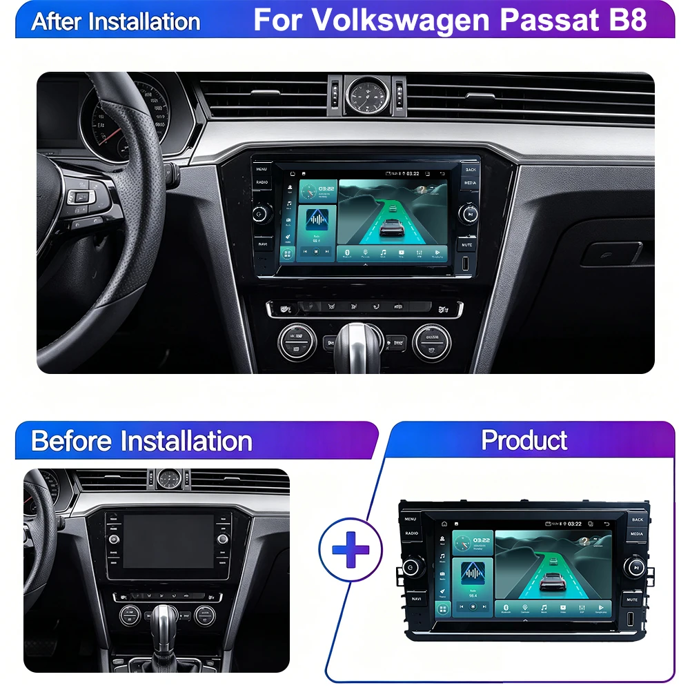 Android 15 Car Radio For Volkswagen Passat B8 2019-2021 Golf Mk7 Jetta Tiguan Polo Wireless Carplay Android Auto GPS Navigation