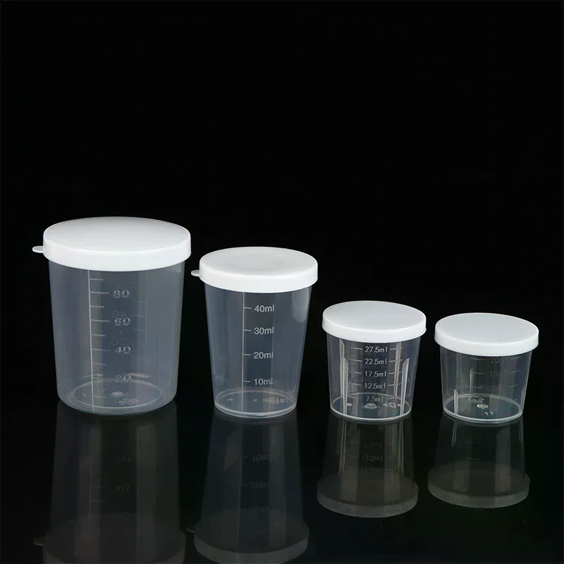 

10Pcs/Set 20/30/50/100ml Clear Liquid Pill Measuring Cups With Lids Travel Pill Organizer Cup Container For Liquid Medicine