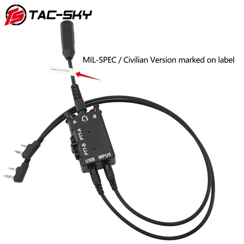 Tactical Headset MPU5 Dual PTT Adapter Compatible with Kenwood Walkie-Talkie