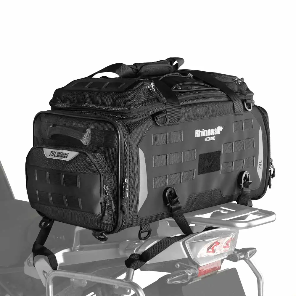 Rhinowalk Motorcycle professional riding motorcycle tail bag 50-70L, long distance motorcycle travel bag with waterproof cover