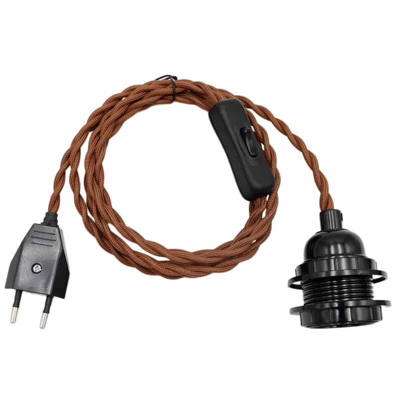 europeu plug cabo de alimentacao com e27 rosqueado suporte da lampada com aneis abajur para interior faca voce mesmo hangling luzes ac220240v 01