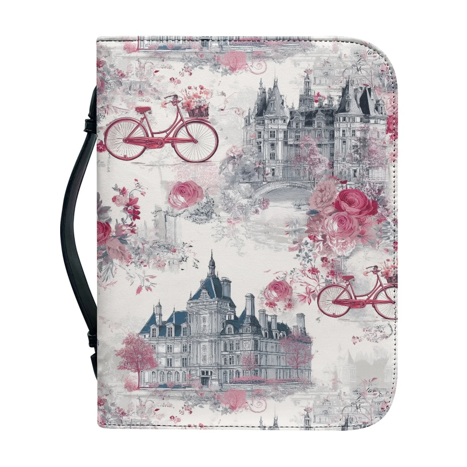 XIXIRIMIDO Paris Bicycle Rose Theme New Trend Church Bible Bag PU Leather Practical Bible Cover for Women