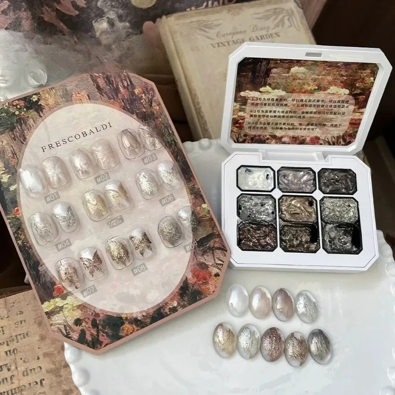 

9Colors Aurora Powder Shell Polish Fairy Powder Cream Popularity Brocade Powder Solid State Nail Art Solid Nail Art