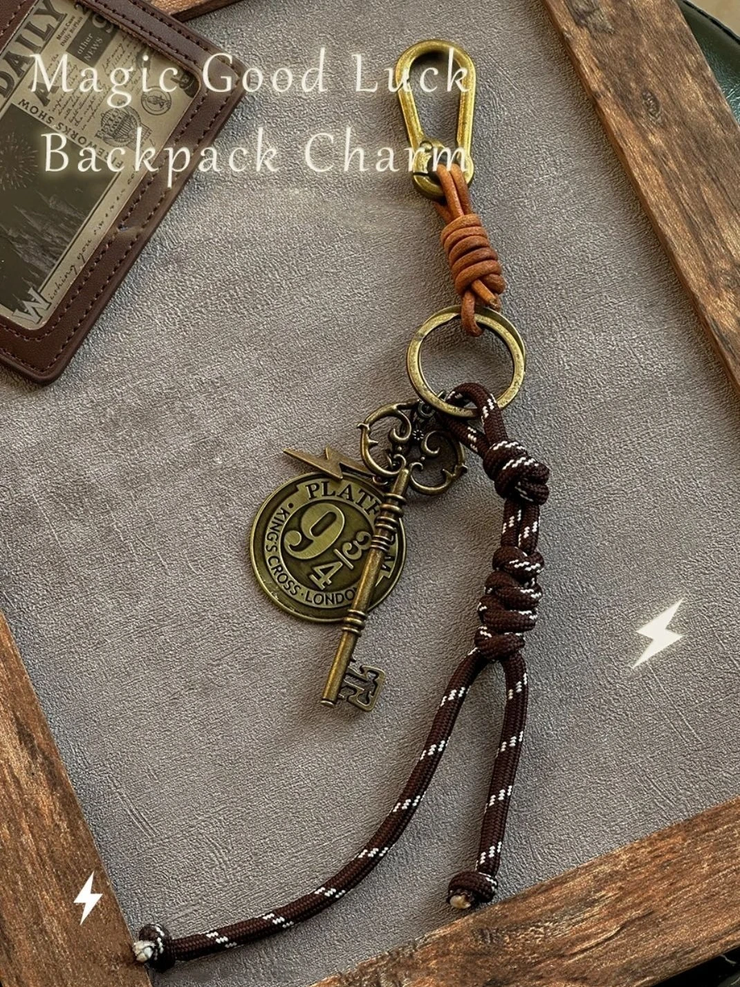 Magic bag pendant combination rope leather retro metal personalized keychain Harry Potter pendant view 5