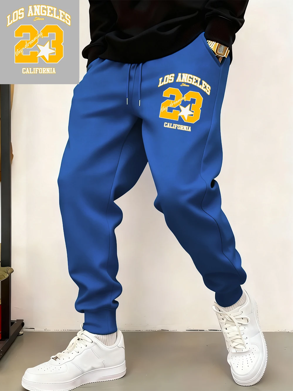 

Losangeles California 23 Prints Sweatpants Mens Casual Fleece Warm Trousers Winter Loose Pocket Jogger Pants Basics Male Clothes