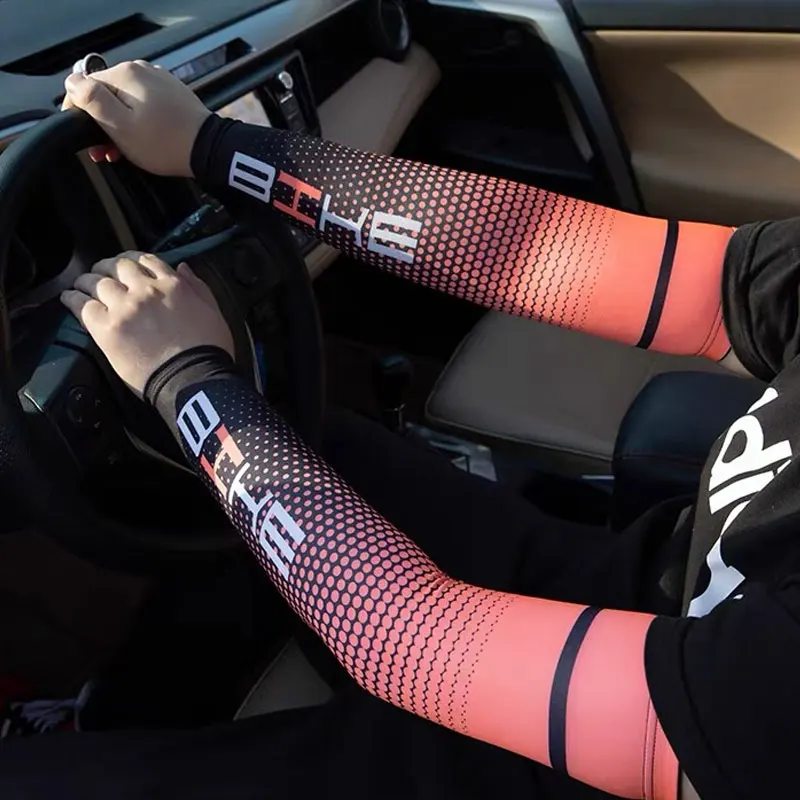 1 ペアアームスリーブ UV 保護冷却スポーツ圧力スリーブアンチスリップアイスシルクアーム日焼け止めサイクリングアームカバー男性女性のための