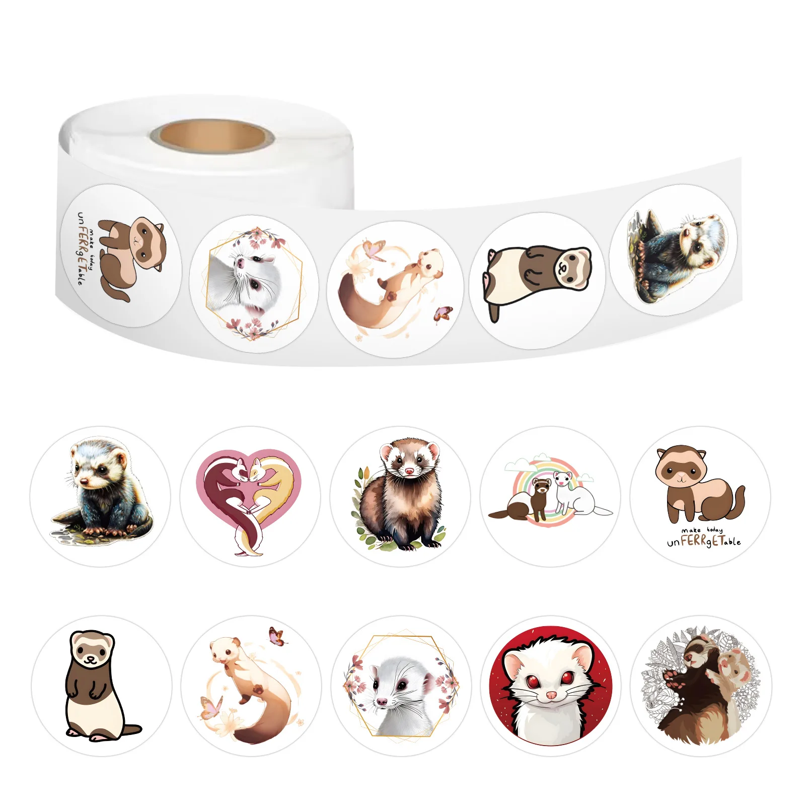 

500PCS Ferret Cartoon Roll Stickers DIY Guitar Refrigerator Phone Laptop Suitcase Water Cup Skateboard Planner Supplies Decals