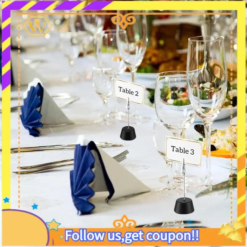 Latest-24 Pcs Place Card Holder Photo Memo Clips With Clamp Wooden Base Table Number Holder, For Menu Wedding Party Decoration