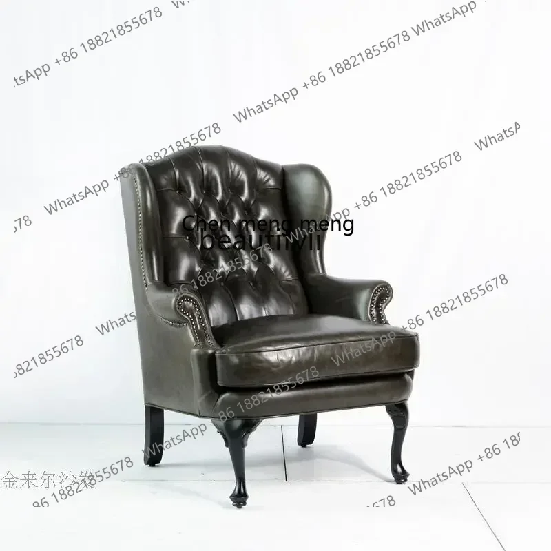 New arrive Wingback Chair American Single Leather Sofa Leisure Couch Living Room Furniture Pedal