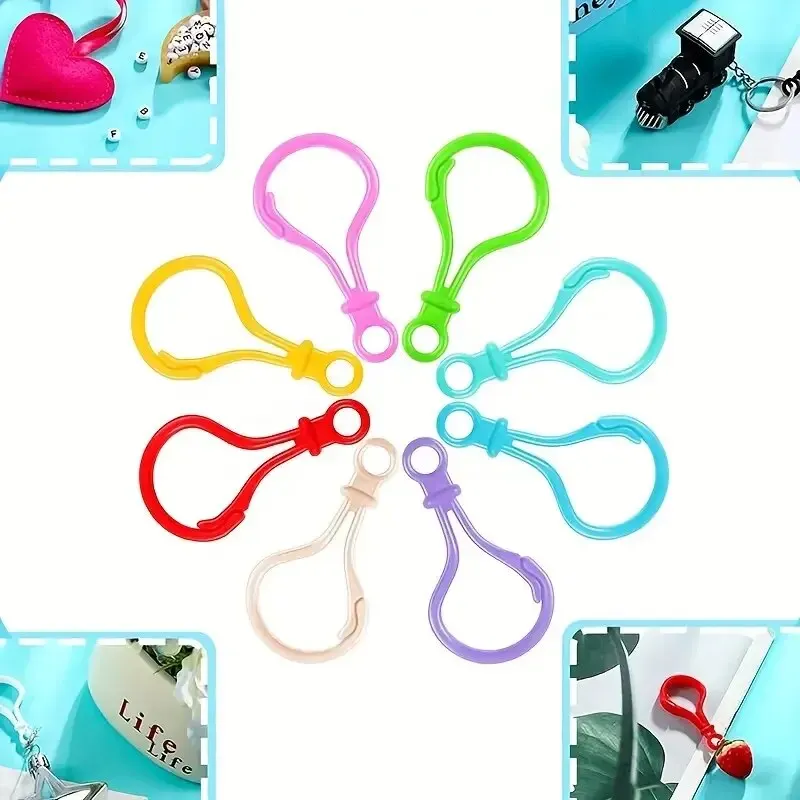 50pcs Plastic Lobster Clasp, Colorful Lanyard Clip and Hook Clasp, Mixed Color, Plastic Keychain Clip for DIY Key Ring view 5