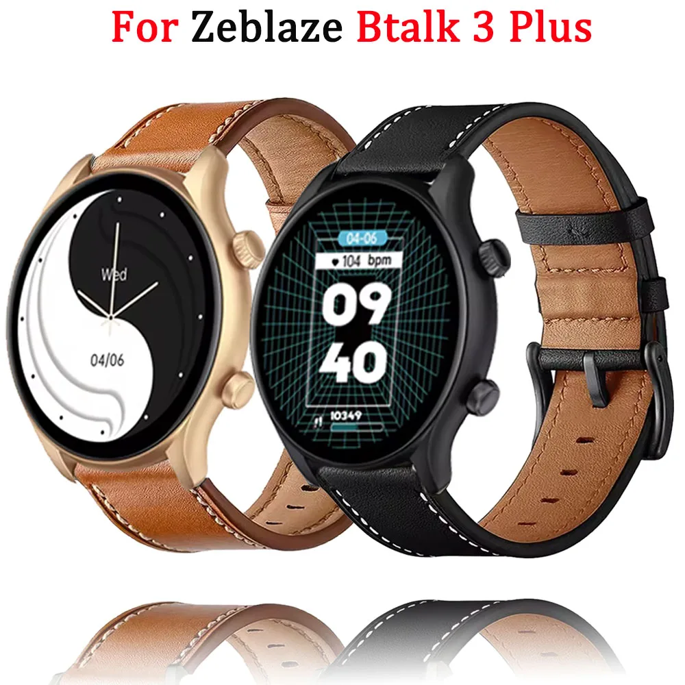 Кожаный ремешок 22 мм для Zeblaze Beyond/Ares/Btalk 3 Plus, браслет для Zeblaze GTS/GTR 3 Pro/Vibe 7 Pro/Stratos 3 2, ремень на запястье