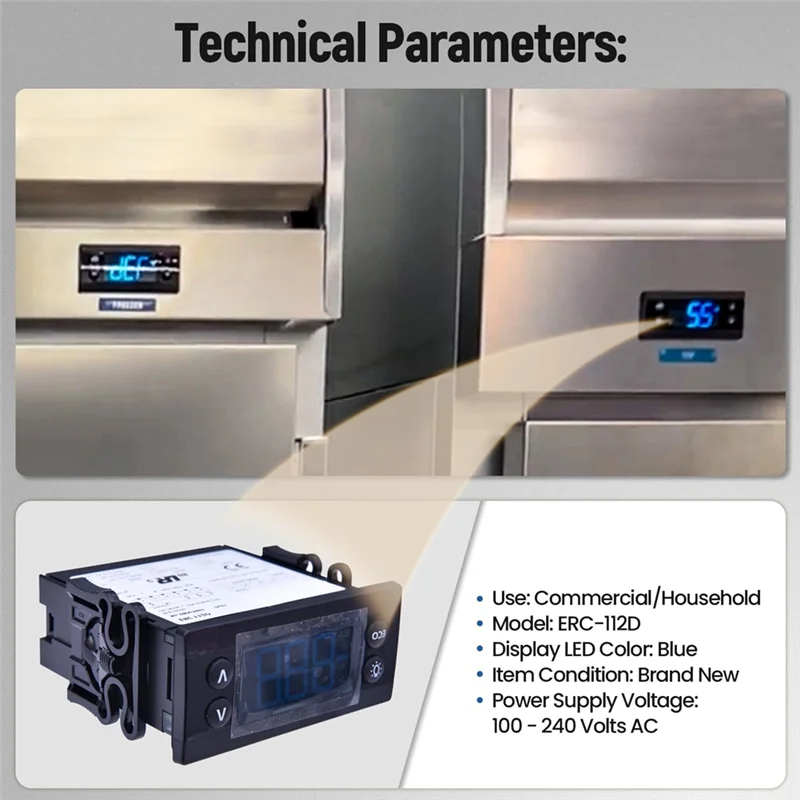 Temperature Controller Kit Electronic Refrigeration Controller With Dual Sensor Probes 00C30-123D-03 080G3492-T88C