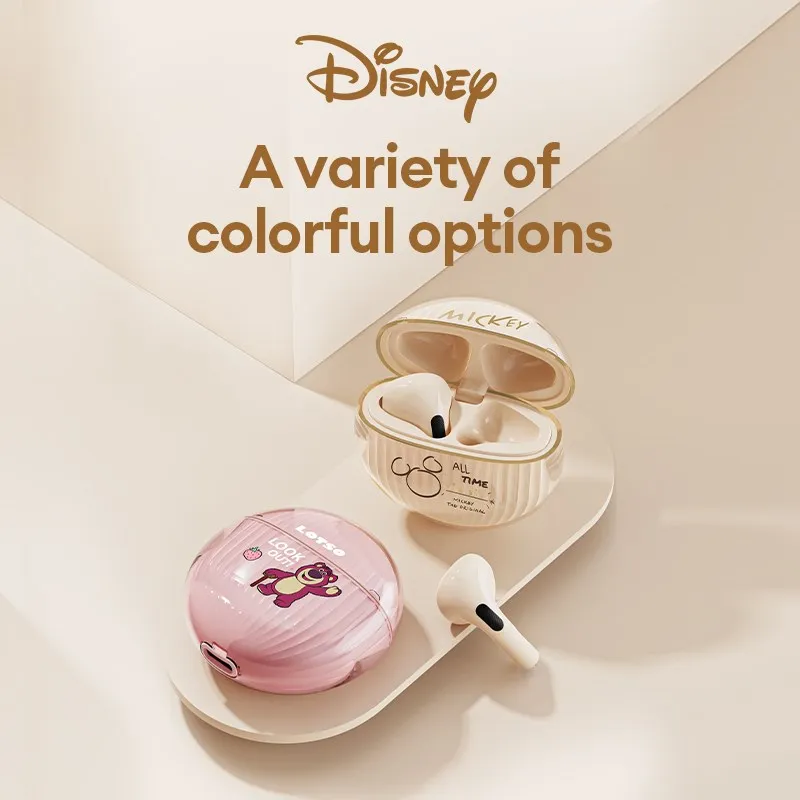 Disney ชุดหูฟังบลูทูธหูฟังไฮไฟ QS-T15, ชุดหูฟังสำหรับเล่นกีฬาโทรความคมชัดสูงหูฟังลดเสียงรบกวนพร้อม kado ulang tahun ไมโครโฟน