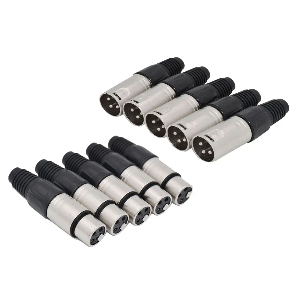 A76I 10Pcs 3 Pin XLR Solder Type Connector 5 Male + 5 Female Plug Cable Connector Microphone Audio Socket