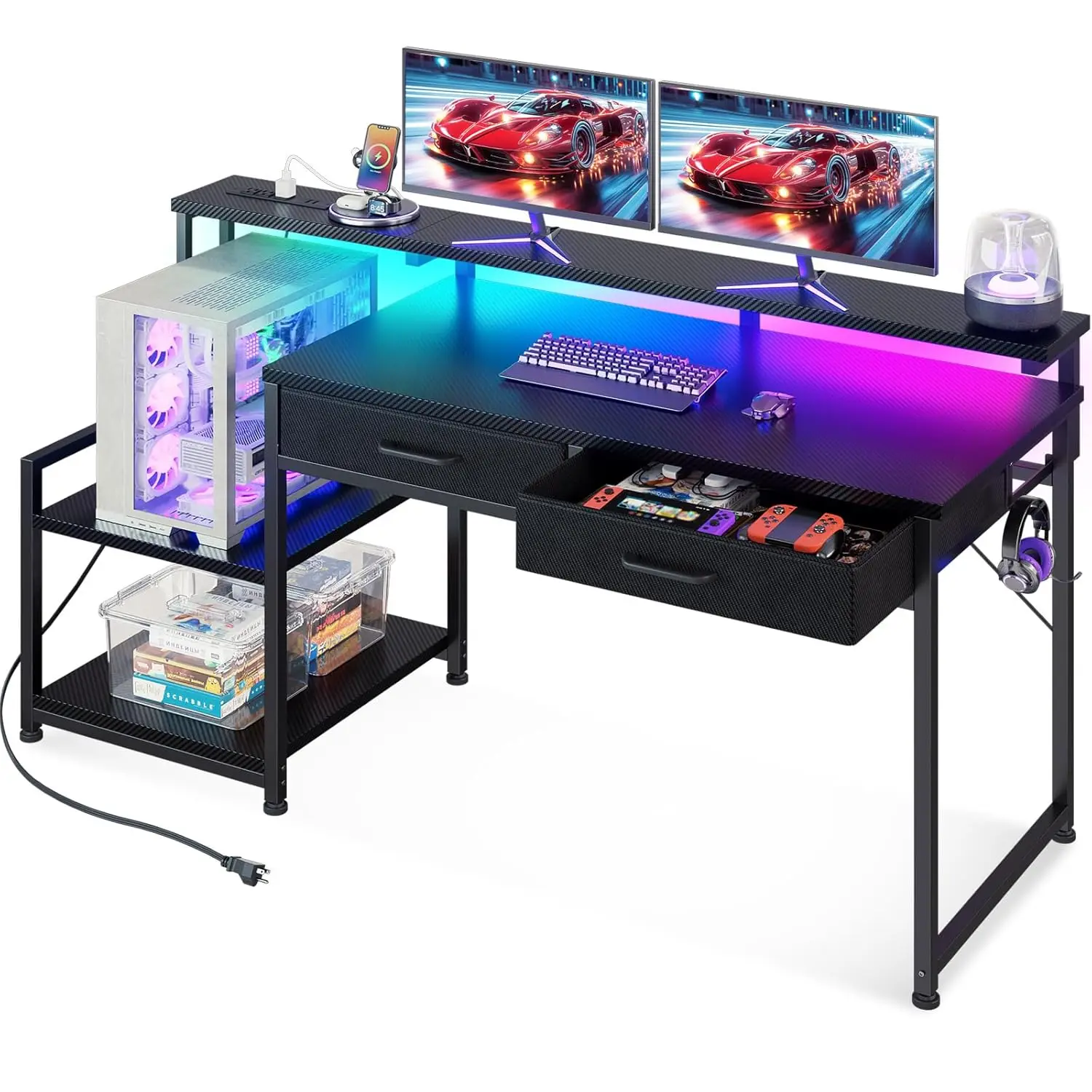 

Игровой стол с LED-подсветкой и розеткой, компьютерный стол 55 дюймов с ящиками, офисный стол с большим дисплеем, на заказ