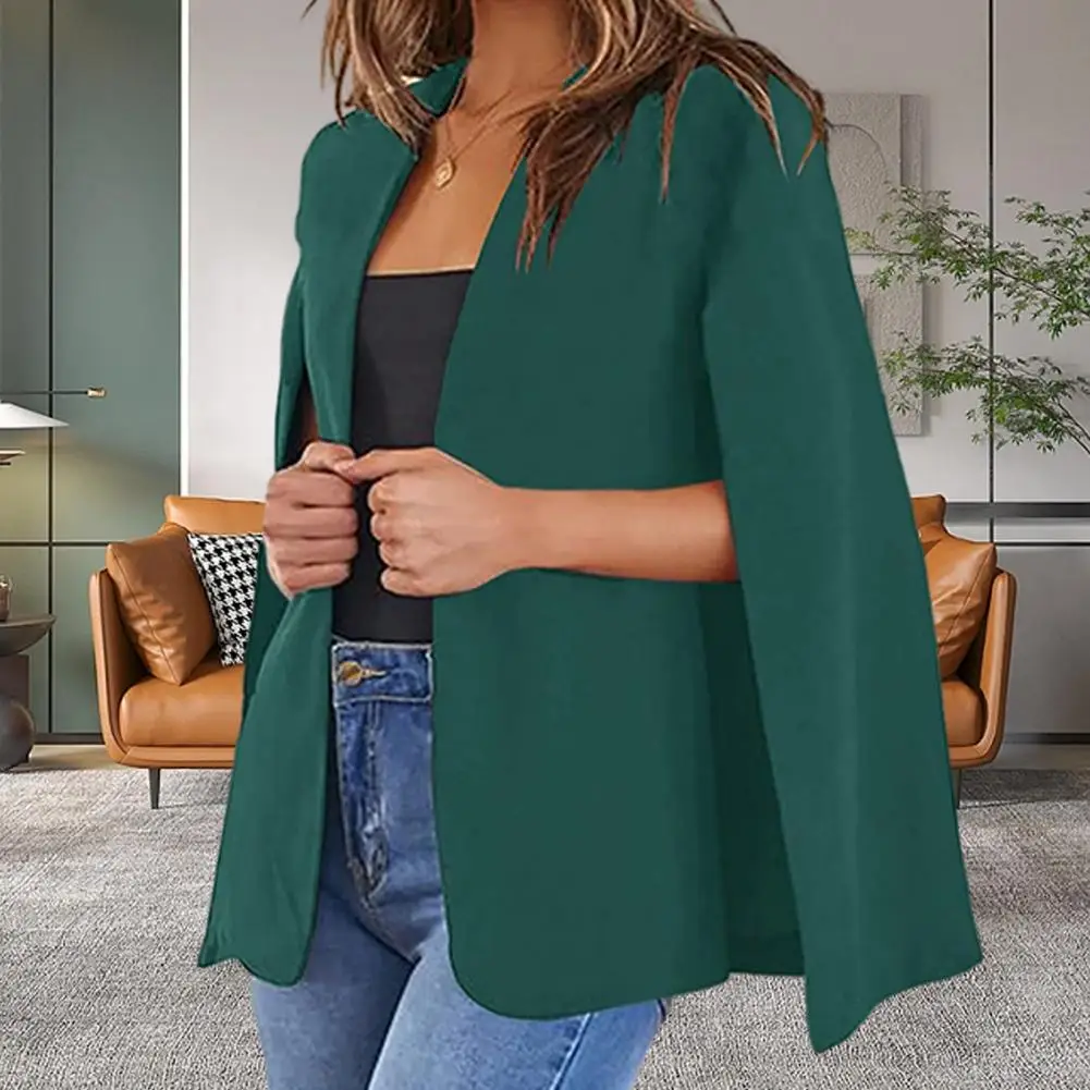 Casaco feminino elegante sem gola, Casaco monocromático, blusa de senhora do escritório, primavera, outono, split