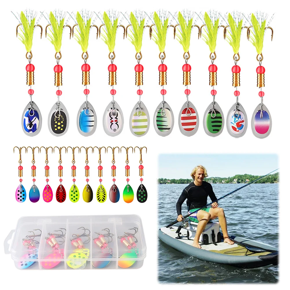 10 pièces en boîte cuillère en métal Spinner leurre de pêche avec triple crochets Wobblers de pêche 3g appât artificiel appât dur cadeau pour hommes père