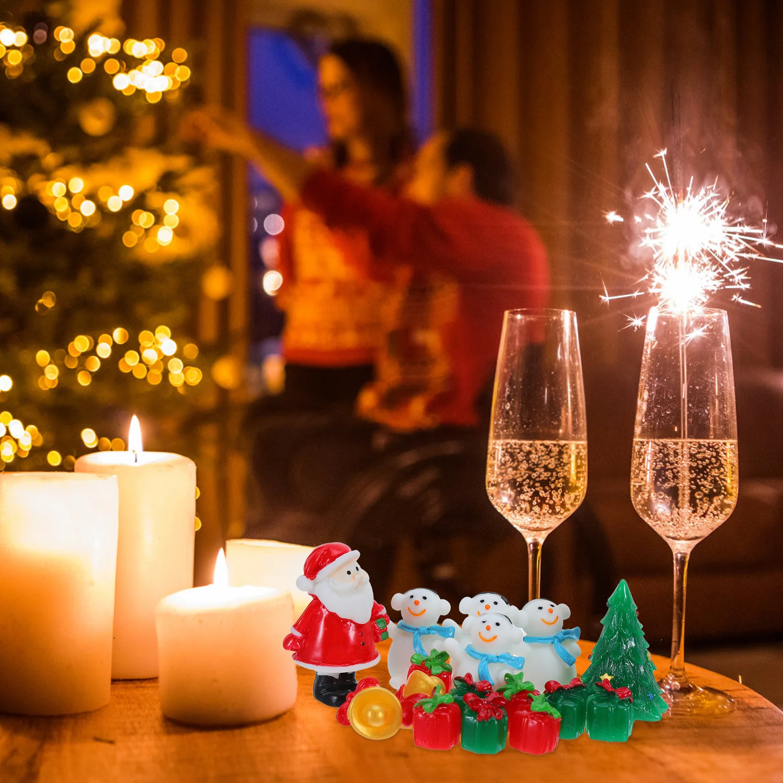 

1Set Christmas Micro Landscape Ornament Resin Snowman Mini Tree Decor for Xmas Village Scene Indoor Outdoor Tabletop Garden