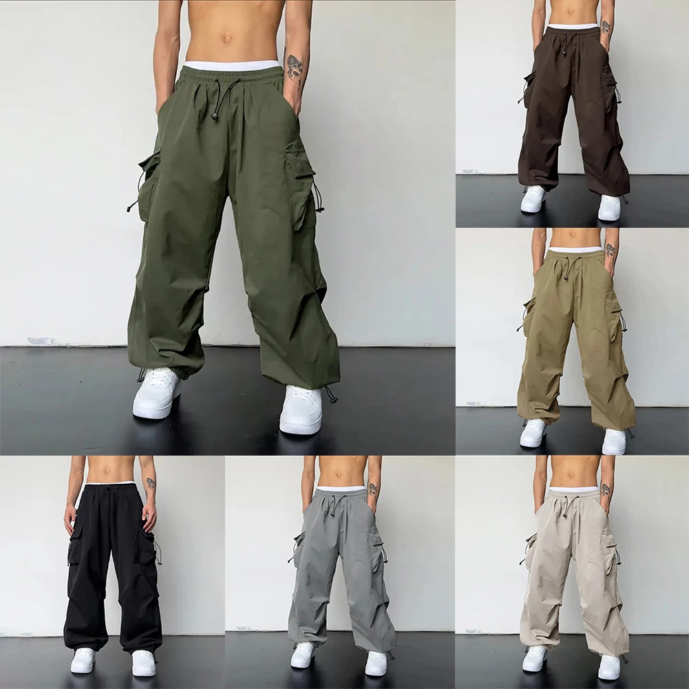 

Men Classic Streetwear Vintage Solid Color Y2k Hip Hop Wide Leg Loose Seamless Pants Jogger Baggy Casual Comfortable Sweatpants