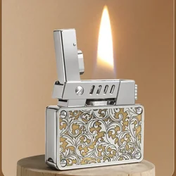 Metal Double Core Flame Kerosene Lighter One-click Ejection Automatic Ignition Windproof Lighter Men's Gift