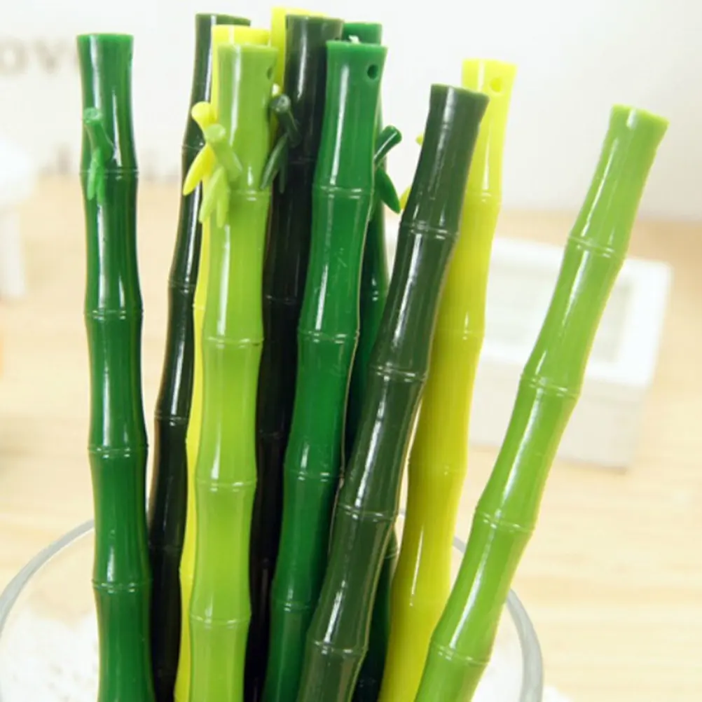 2pcs Ballpoint Pens Lifelike Bamboo Shaped Cute Writing Pen Stationery School