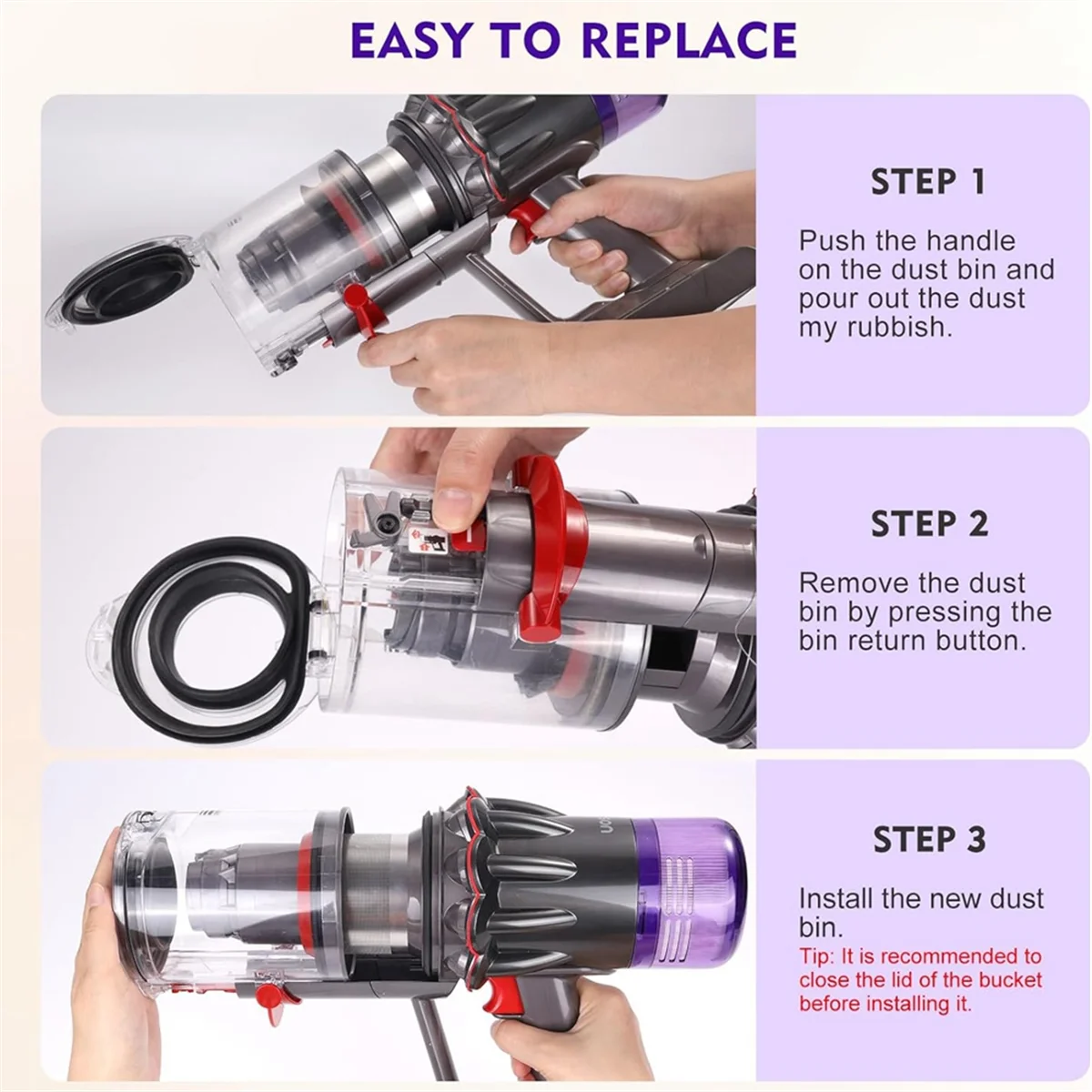A17G Stofbak voor Dyson V12 SV18 SV20 Detecteren Slim/V10 Digitale Slim Stofzuiger Bus Attachment Onderdelen, onderdeelnr. 965272 -01