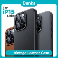 Benks Magnetic Vintage Leather Case for IPhone 15Pro / 15ProMax Simple Luxury Phone Protection Cover