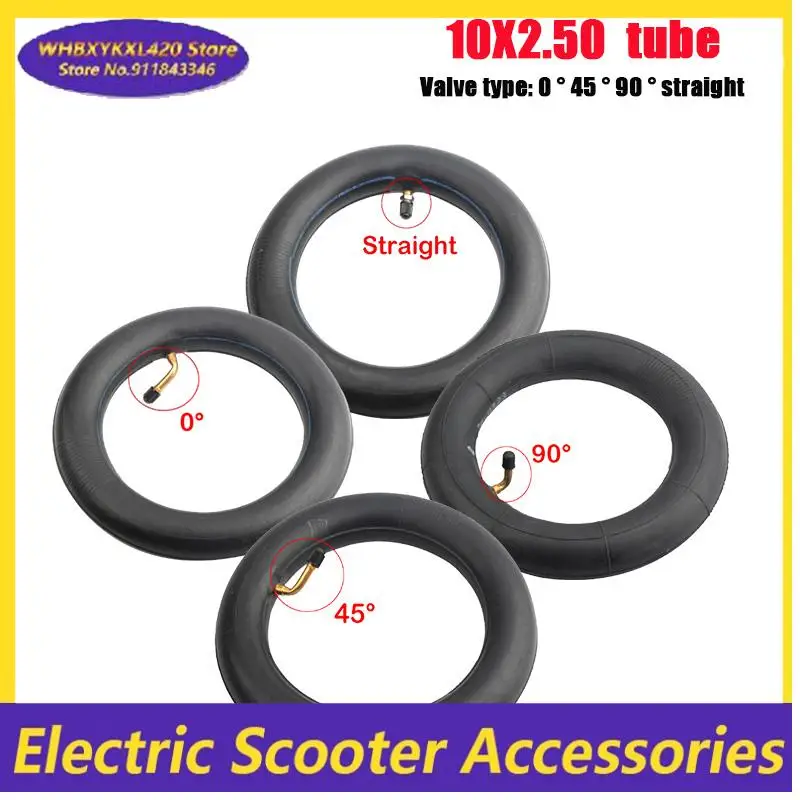 벤트 밸브 45 90도 10X2.50 내부 튜브 10x2.5 카메라 포함 10인치 유모차 유모차 스쿠터 전동 스쿠터 스케이트보드용