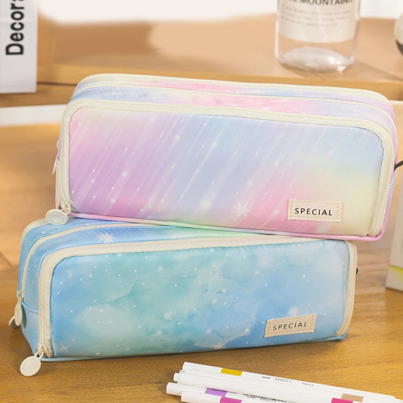 Large Capacity Cute Pencil Case 3 Compartment Pouch Pen Bag Pencil Box for School Teen Girl Boy Men Women School Supplies