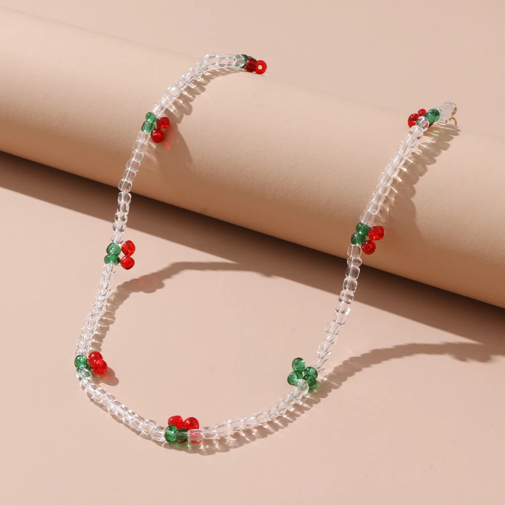 IFMIA Bohemia Beaded Red Cherry Choker Necklace For Women Cute Handmade Bead Chokers Necklaces Boho Party Jewelry