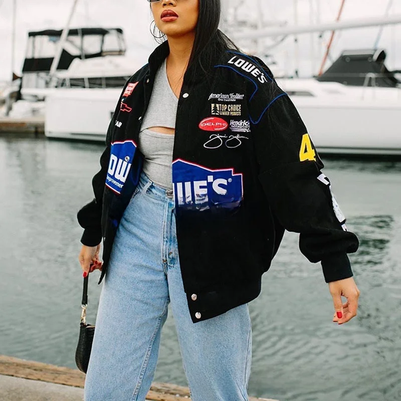 

Loose Casual Bla Sport Sle Long Sve Jaet Autumn New Arrival Women's Streetwear Faion Windbreaker Coat GHD08502