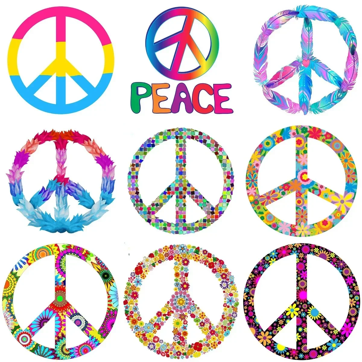 

Color Peace Symbol Creative PVC Stickers Accessories for Decorate Wall Car Truck Bicycle Van Fridge Camper Off-road Decal