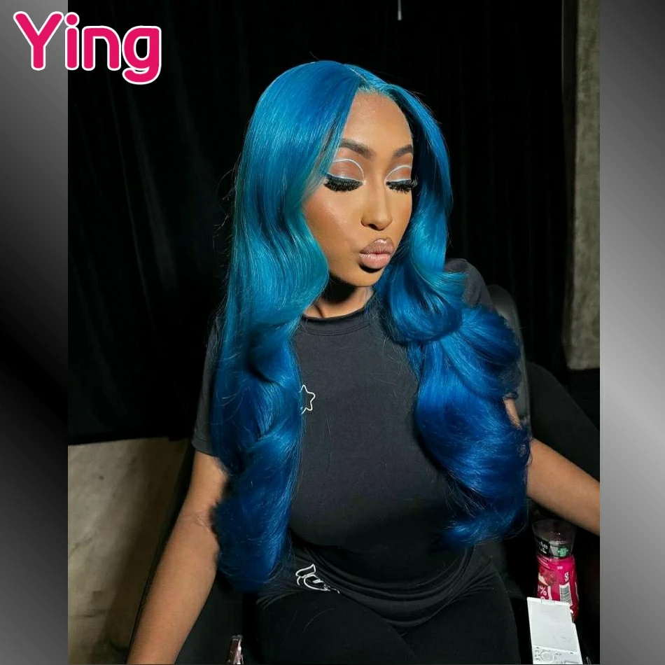 Omber Blue 180% Body Wave 13x4 Lace Frontal Wigs Human Hair PrePlucked With Baby Hair Brazilian 13x6 Transparent Lace Front Wig