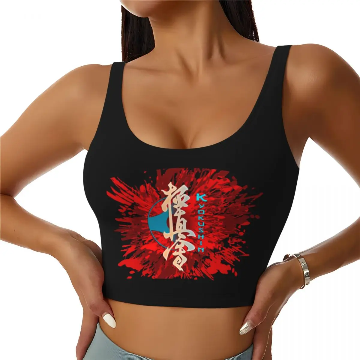 Custom Kyokushin Karate Burst Workout Crop Tank Tops Women Seamless Martial Arts Yoga Running Sports Bras