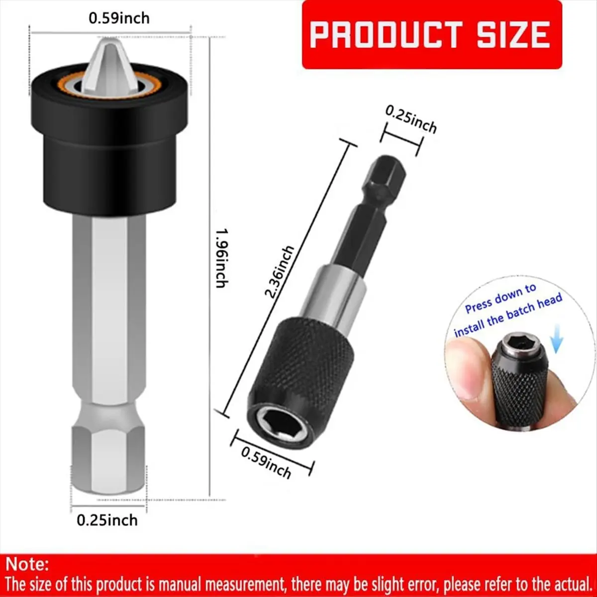 ABFW 5pcs Premium Magnetic Drywall Screw Setter- PH2 Bits for Plasterboard Sheetrock Screw 1/4 Inch Hex Positioning Bit B