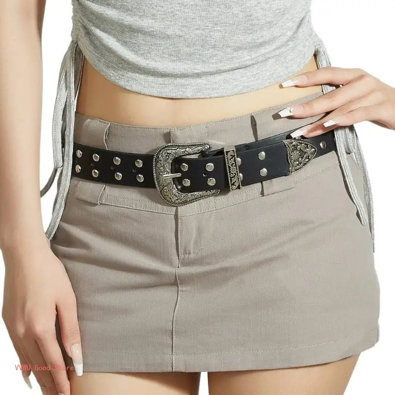 

Studded Waist Belts for Jeans Punk Carvings Waist Belt Cowgirl Body Jewelry