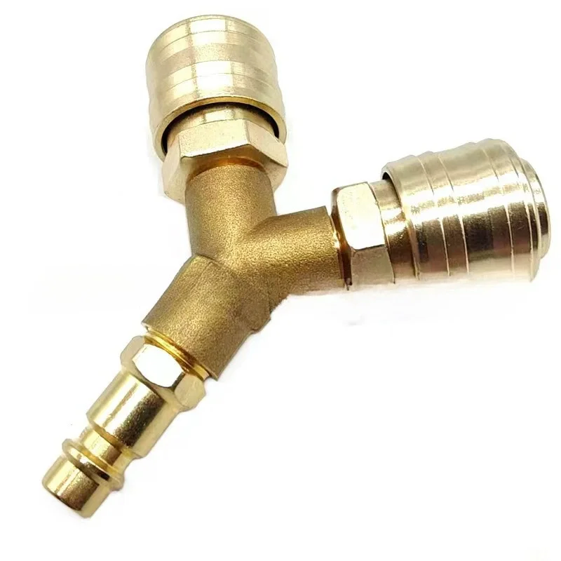 1/4 Set, Tee Quick Connector, Tee Connector Copper, Nickel-plated Trachea Connector Air Compressor Interface Pneumatic Connector