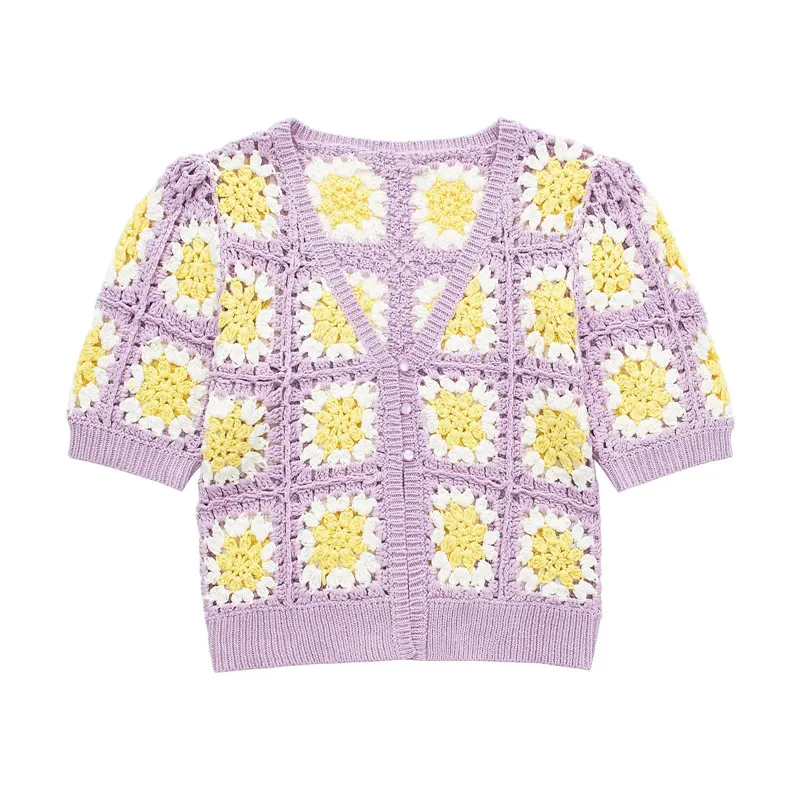 Faionable ort Sve Gebreide Jaet Dames Zomer Nieuwe Sle Hook Needle Biologisch Katoen Pendelen Sle Normale Lengte Jas